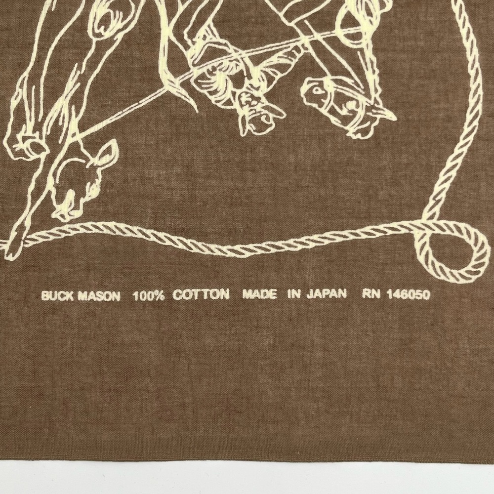 Buck Mason x Lee Riders Bandana 21 x 21 Brown Rodeo California Cotton Japan Made - Picture 2 of 7